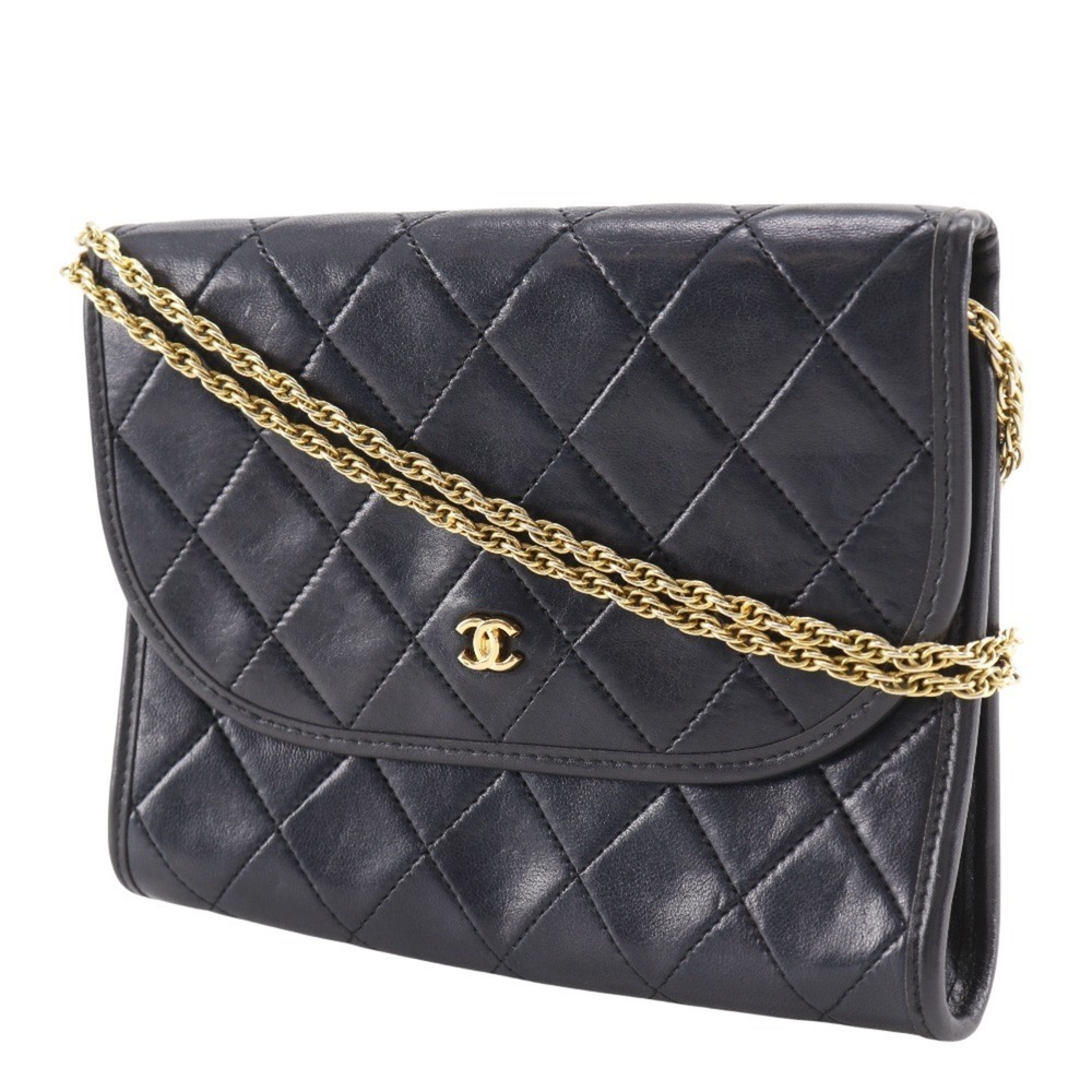CHANEL Black Lambskin Leather Pochette Shoulder Bag - Picture 2 of 16